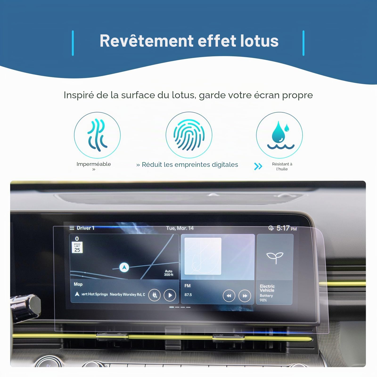 GAFAT Compatible avec Hyundai Kona SX2 2024-2026 2027 12,3" Navigation Film de Protection d'Écran, Kona 2025 Accessories Nano Film Touchscreen, 6H Anti-rayures [2 PCS]