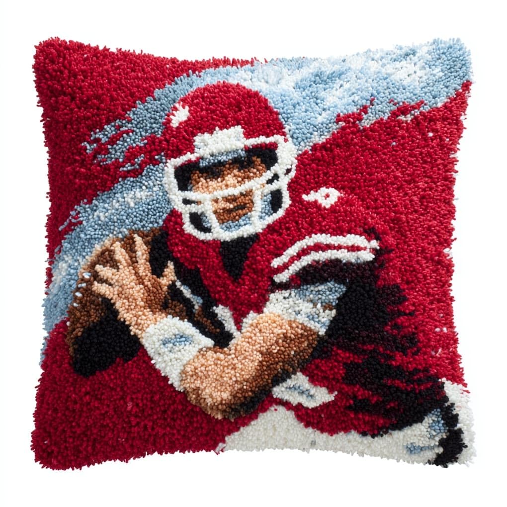 WallustrioaW Latch Hook Pillow Kits Cushion,Baseball Player