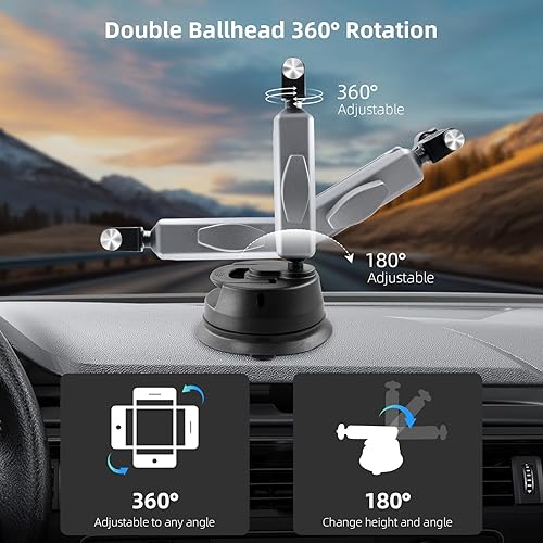 Miniatura 2 de REYGEAK Soporte de coche con ventosa con rosca de 14, rotación de 360 para parabrisas para GoPro Hero 12 11 10 9 8 Insta360 X4 X3 Go3 DJI Action 4,