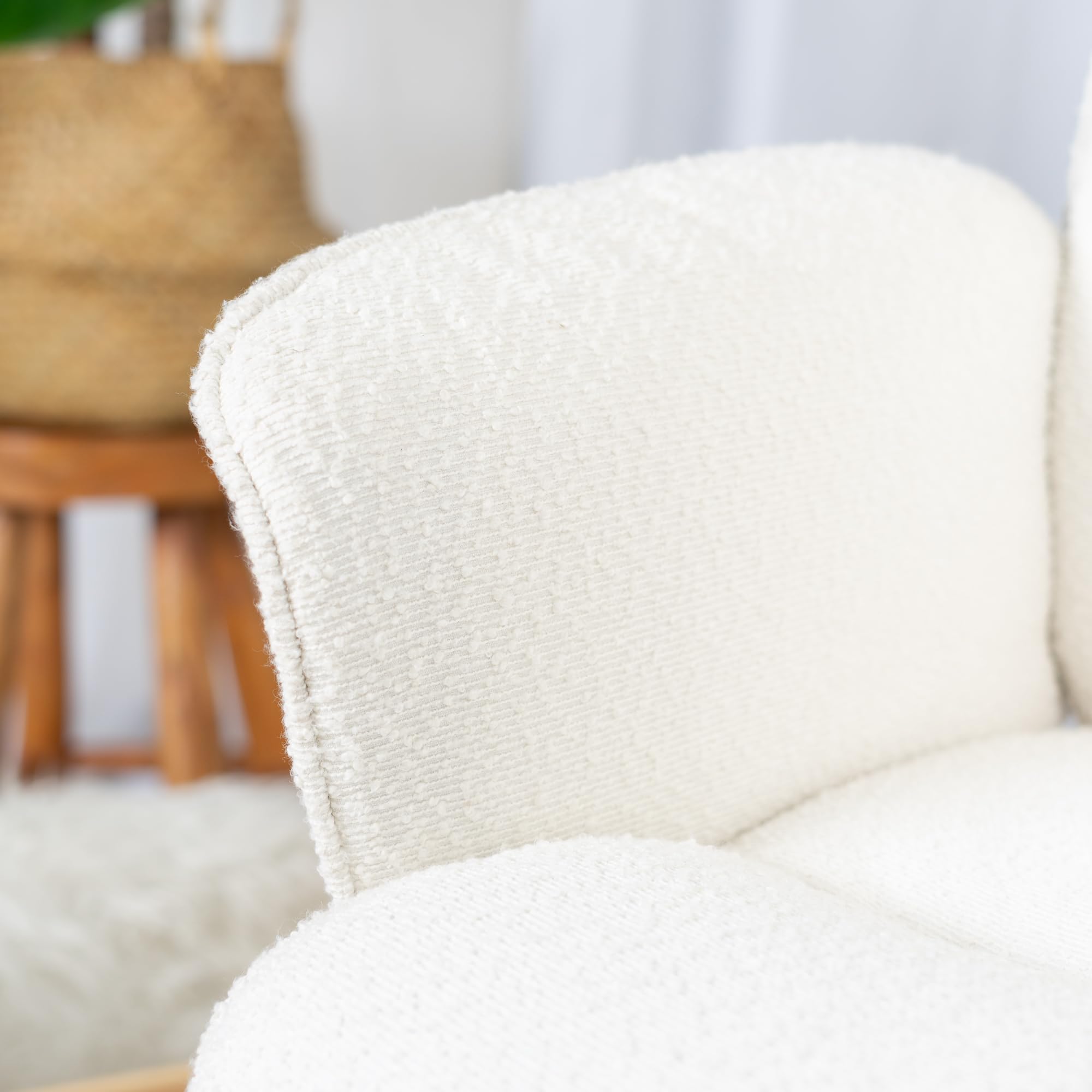MEUBLE Cosy Sillones de salón Butaca nórdica Sillas de Maquillaje Escritorio de Giratoria Altura Ajustable con Reposabrazos para Dormitorio Oficina en Tela de Felpa Blanco