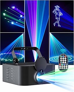DJ Laser Lights for Parties, RGBW Laser Light Show with Intuitive Remote Control, 3D Animation, Sound Activated, for DJ, Parties, Stage, Club