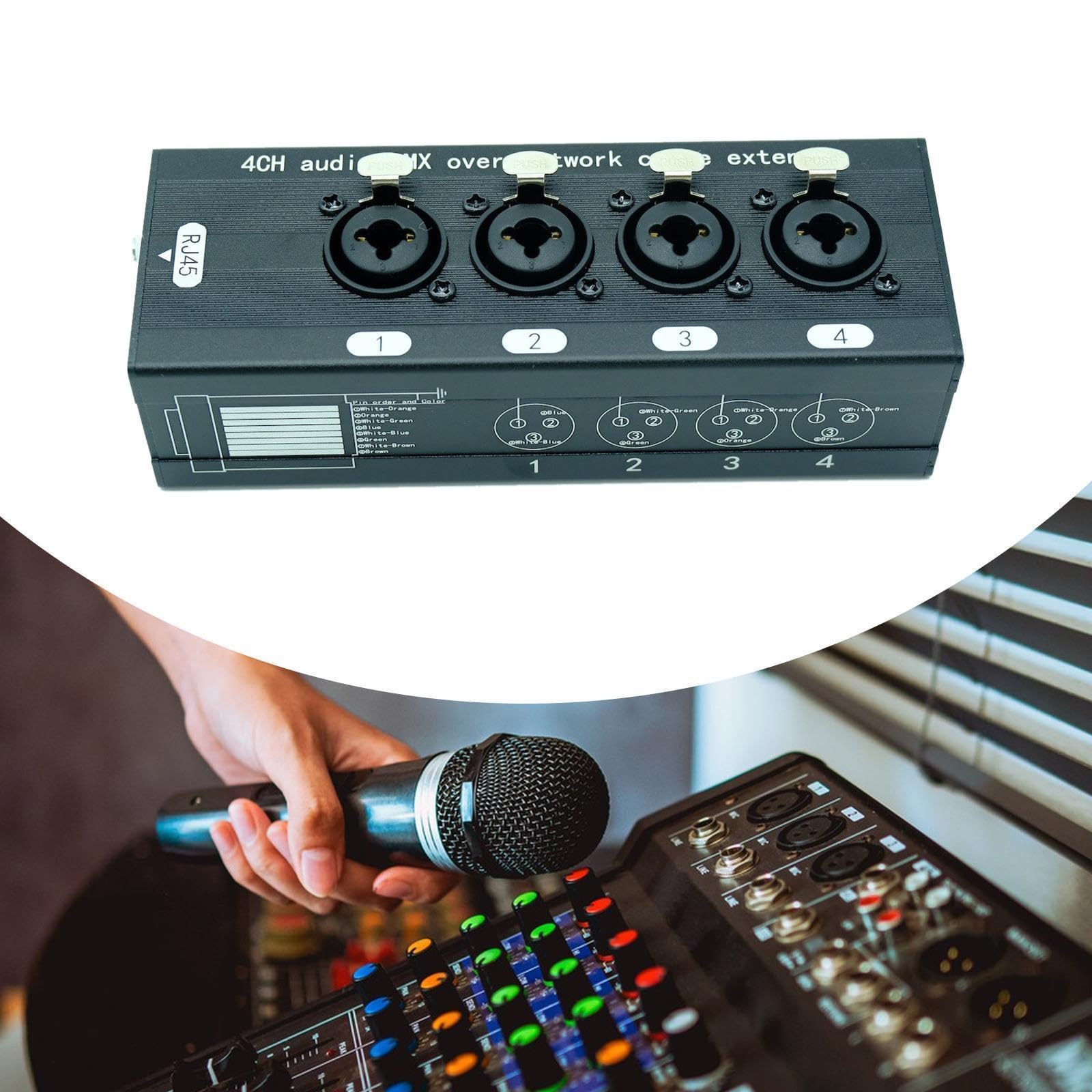 XLR Extender Ethernet Gigabit Snake Combiné Port Adaptateur Multiréseau Convertisseur 4 Canaux Flexible Audio Vidéo Convient pour Réunion Séminaire St, Combinaison Xlr 11