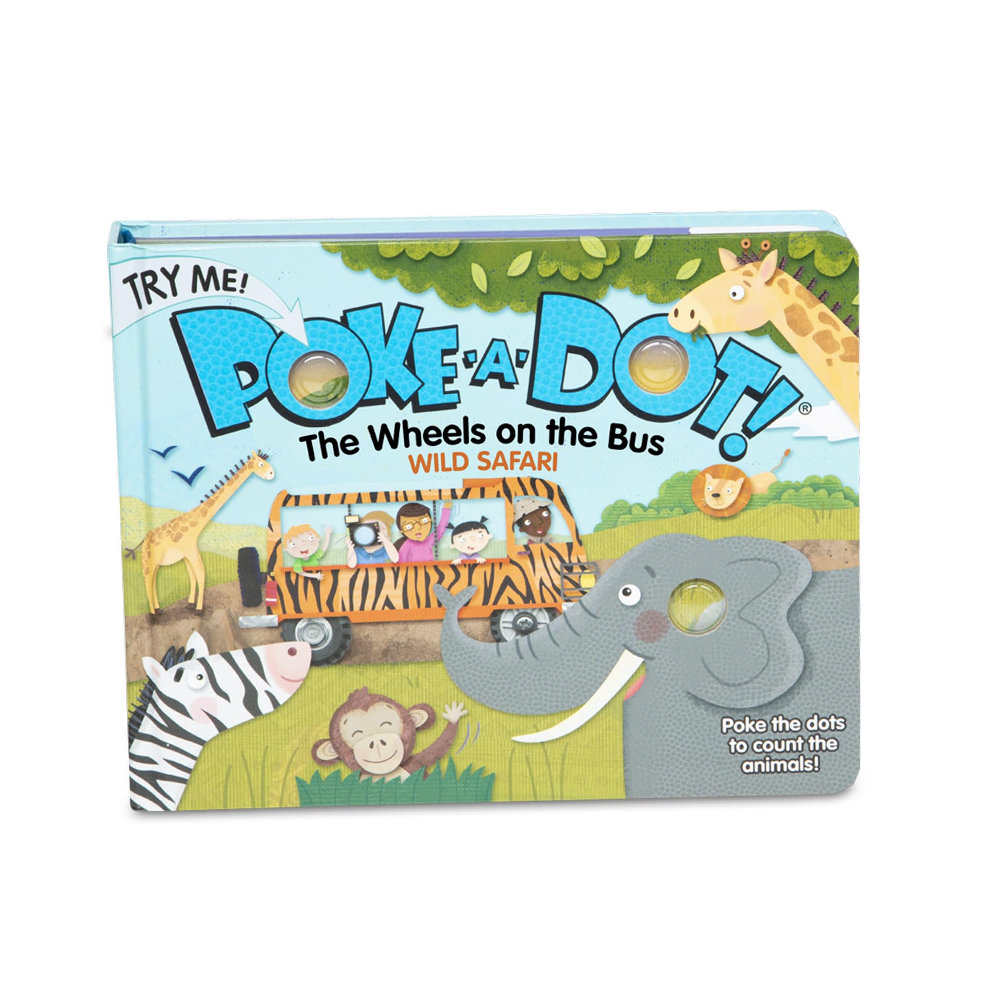 Melissa & Doug Poke-a-Dot! The Wheels on the Bus Wild Safari, Interactive Children's Board Book with Buttons to Pop, Educational Sensory Toy for Toddlers & Preschoolers Ages 3+ - FSC Certified