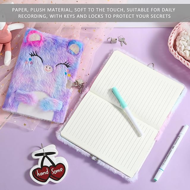 Foto 4 de 6 de Juego De Cuaderno De Ensueño De 7 Piezas, Diario De Felpa, Bolígrafo De Escritura De Caballo Arcoíris