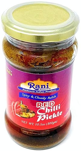 Miniatura 2 de Rani Red Chilli Pickle Hot (Achar, condimento indio picante) Tarro de vidrio de 10.5 onzas (10.58 oz)  Vegano  Sin gluten  Sin OMG  Sin colores