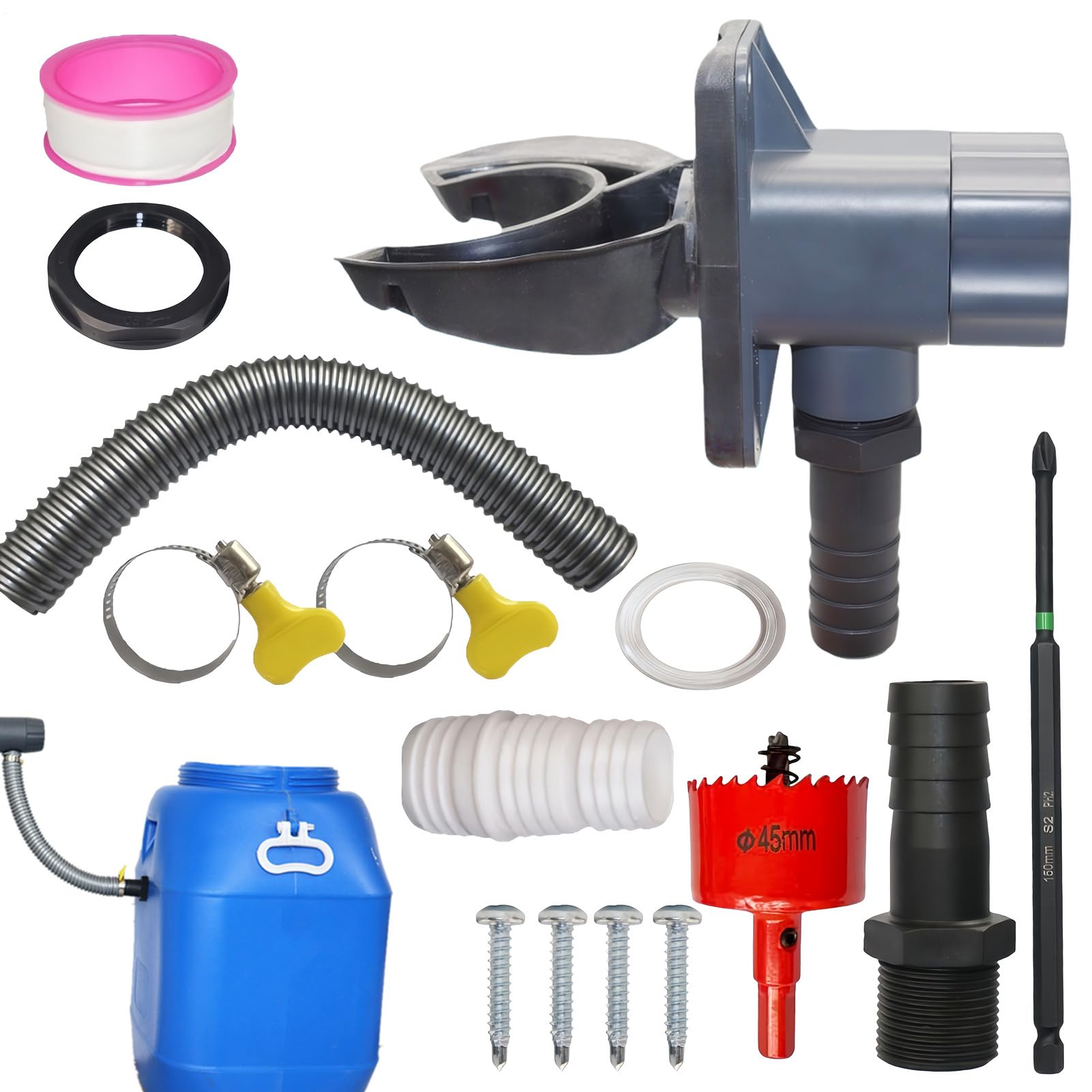 Collecteur d'eau de pluie pour tuyau de toit 70-110 mm kit de dérivation pour gouttière jardin