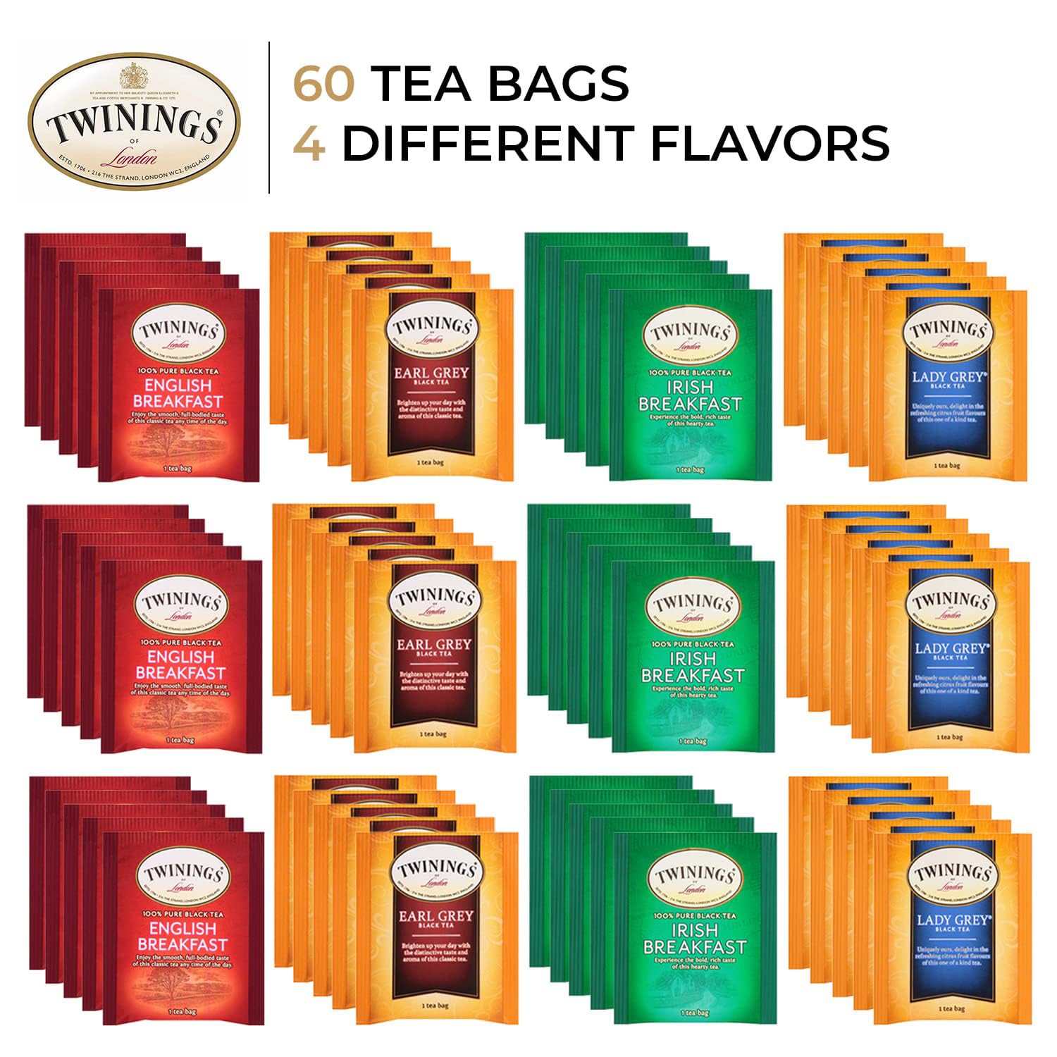Twinings Black Tea Variety 3-Pack with Earl Grey Tea, English Breakfast ...