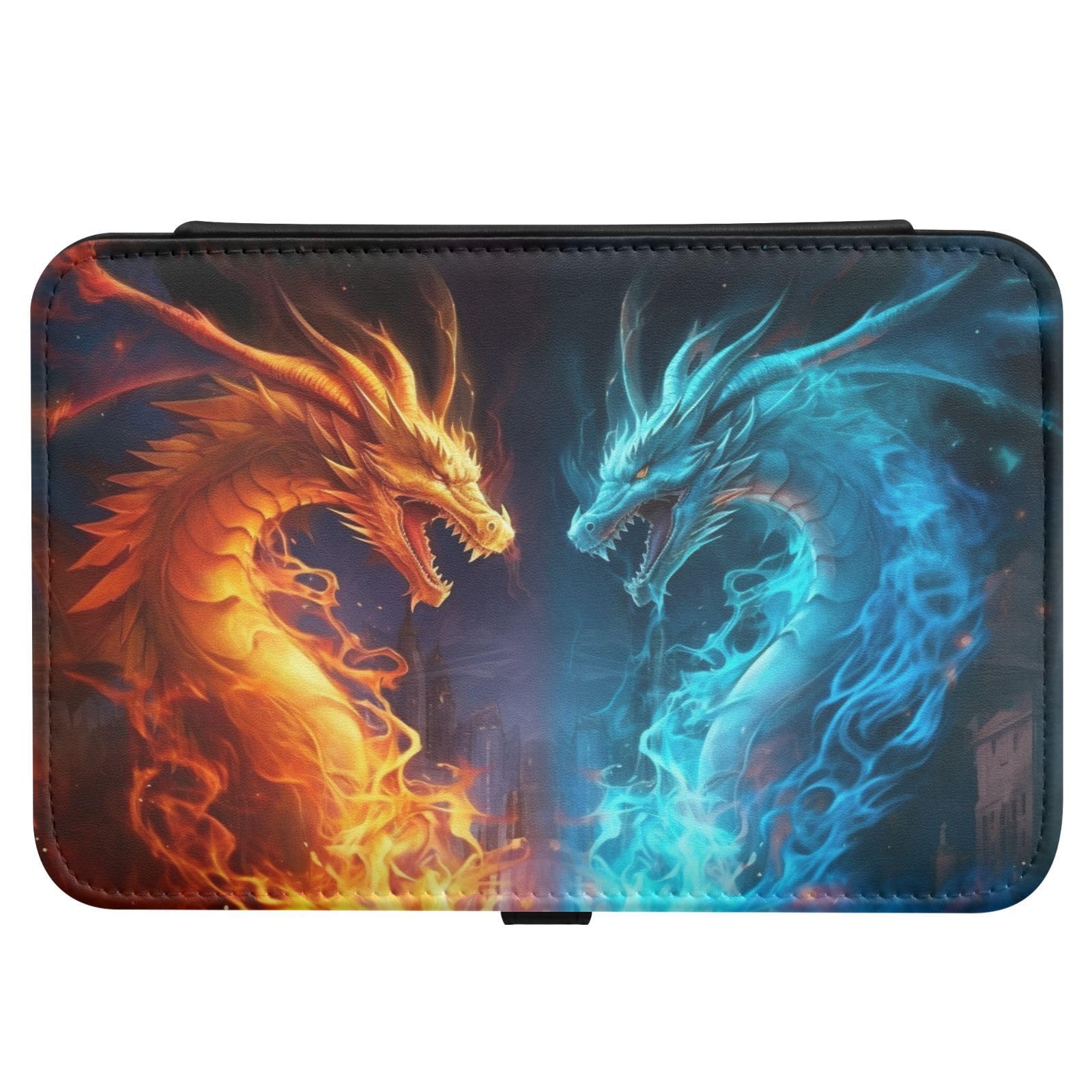 Haskirky Water Fire Dragon Jewelry Box Portable PU Leather Travel Jewelry Organize for Women Jewelry Storage Display Holder for Ring, Necklace, Earring