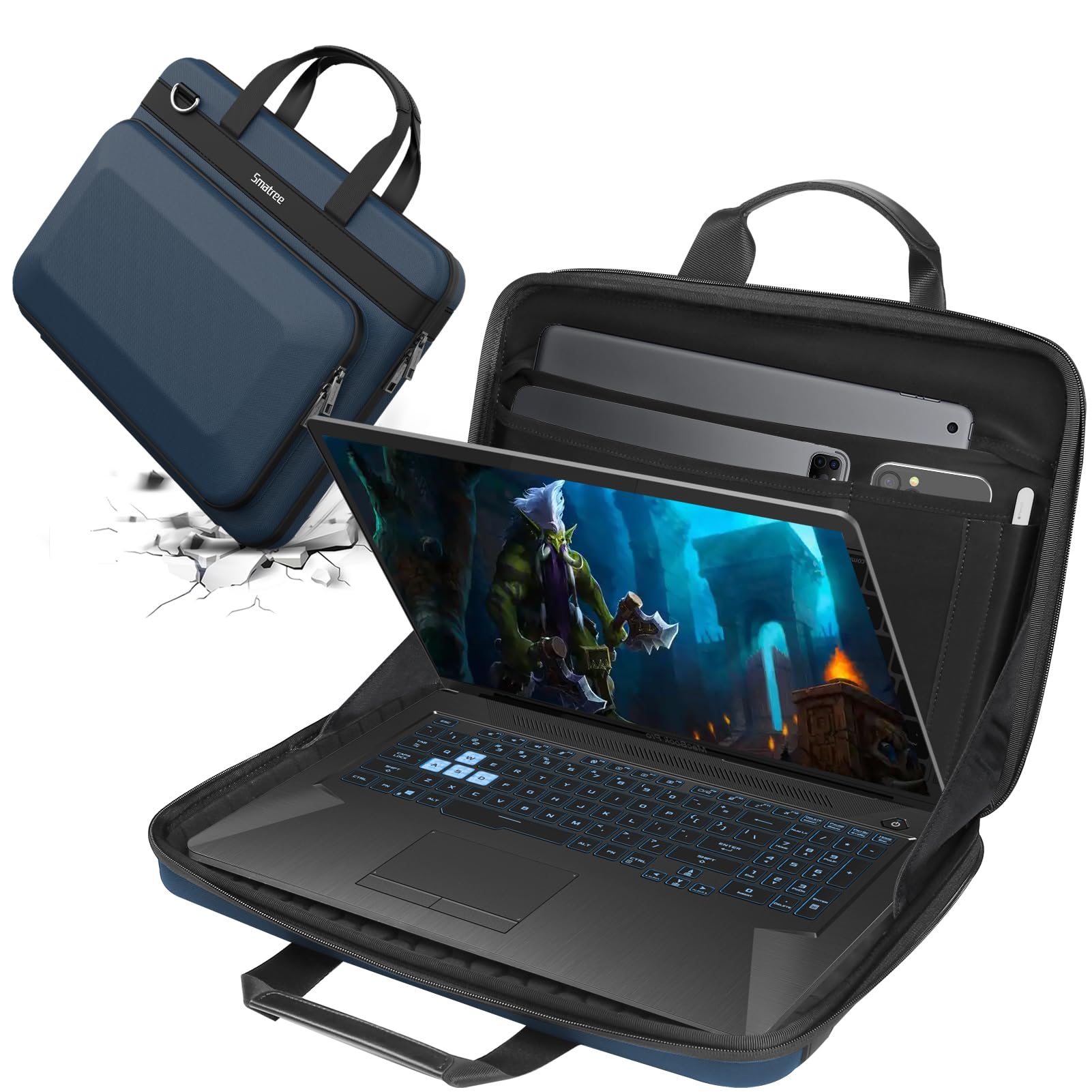 Smatree Funda rígida Resistente para 17,3" MSI Gaming Laptop – Compatible con Stealth GS77/GS17/GS18 Studio, AI Studio, GT75 Titan, Alpha 17C7VF, Raider 18 HX, Titan 18 HX, Azul (A800XL)