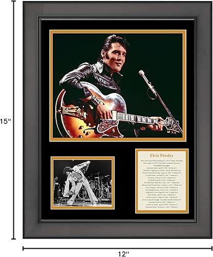 Miniatura 2 de HOFSM.COM Hall of Fame Sports Memorabilia Biografía de registro de Elvis Presley enmarcada 11"x14" Music Three Photo Collage