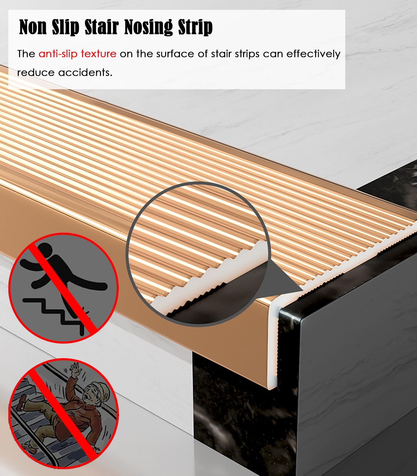 Perfil de Borde Protección Escalón 1 Paquete De Borde De Punta De Escalera 7 10 CM De Ancho Negro, Protectores De Borde De Escalera Para Interiores Y Exteriores Protector De Peldaños Antideslizante, M