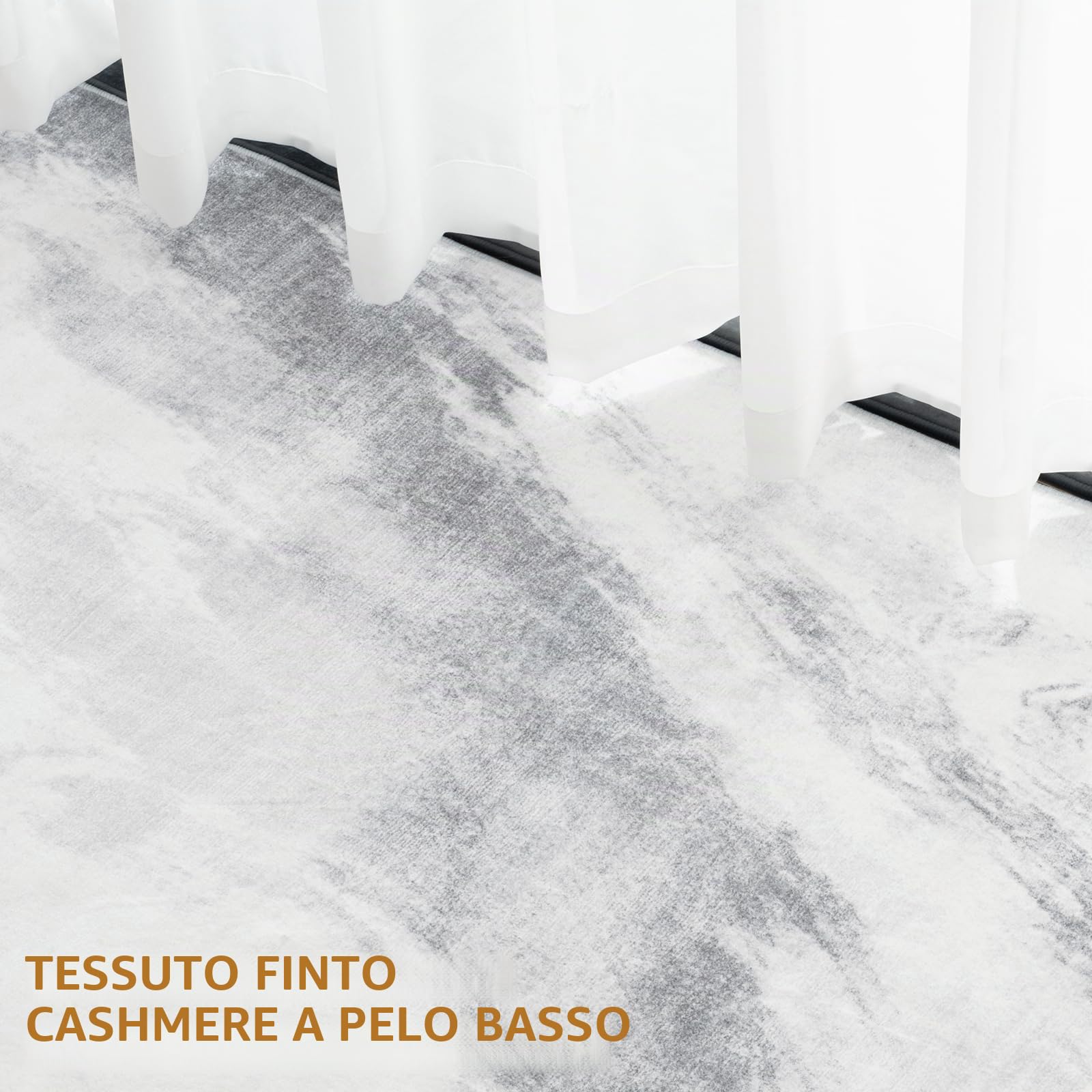 Vamcheer Tappeto da Soggiorno 240 × 340 cm, Pelo Corto, Lavabile | Antiscivolo, Tappeto Moderno Effetto Cashmere, Super Morbido, per Camera da Letto, Studio e Ufficio,Grigio Chiaro