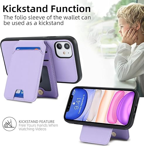 Miniatura 4 de Havaya Funda para iPhone 11 con tarjetero iPhone 11, funda magsafe para iPhone 11, funda tipo cartera 2 en 1 con ranura trasera desmontable para