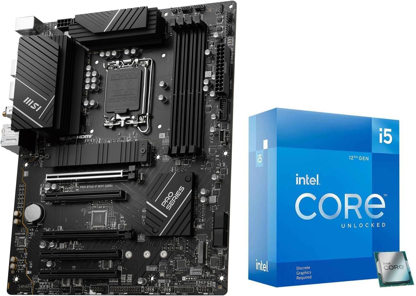 Micro Center CPU Motherboard Combo - Intel i5-12600KF 12th Gen 10 Core LGA 1700 Computer Processor with PRO B760-P WiFi DDR4 ProSeries Motherboard