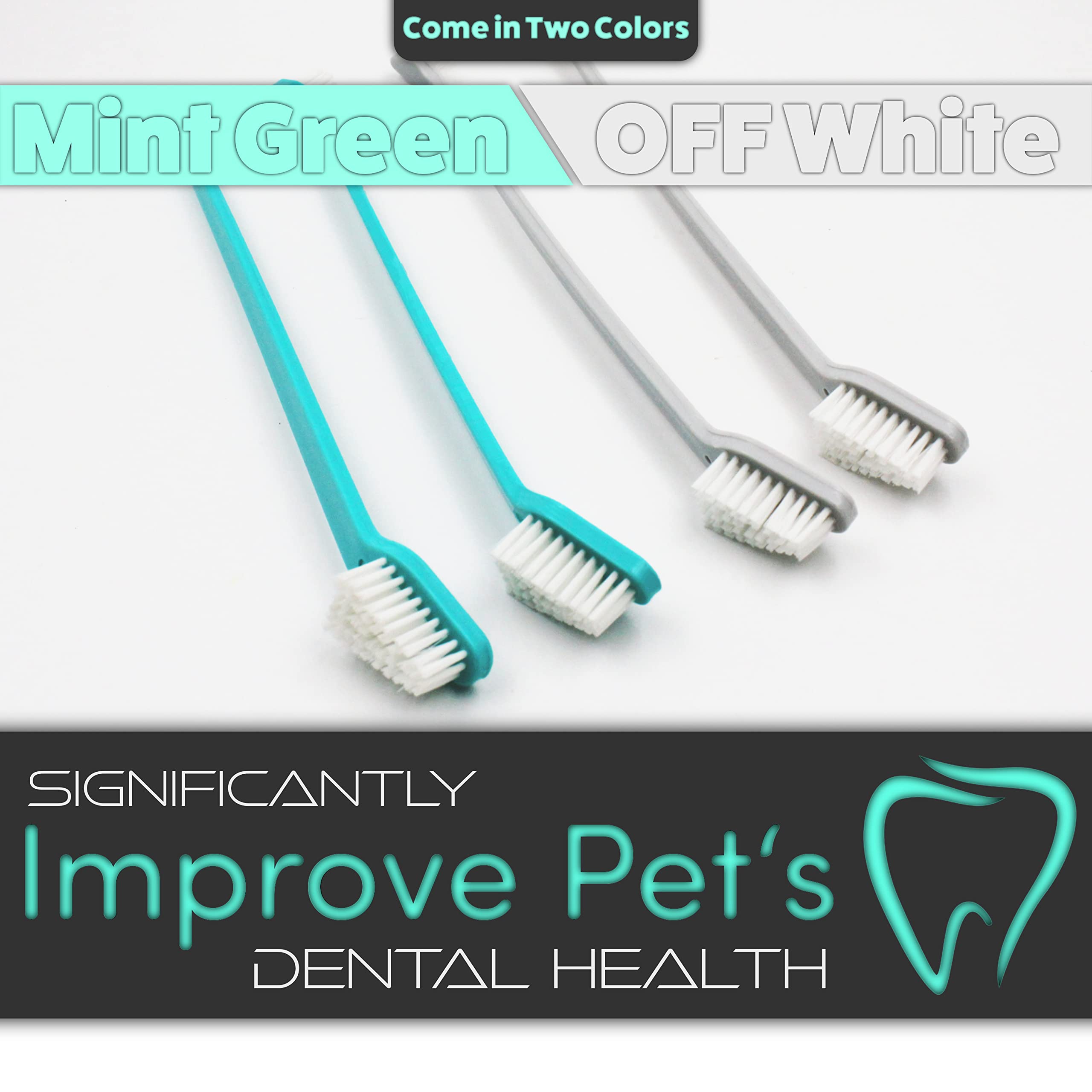 H&H Pets Cepillo de dientes para perros con diseño de doble cabeza para perros pequeños y grandes, paquete de 4 u 8 unidades