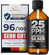 Kolloidales Silber 25PPM | 500 ml | Silberwasser mit 99,99% reinem Silber | Aktive Silberionen | Für die ganze Familie | GMP-zertifiziertes Labor | 100% natürliche Lösung | SILVERPLUS