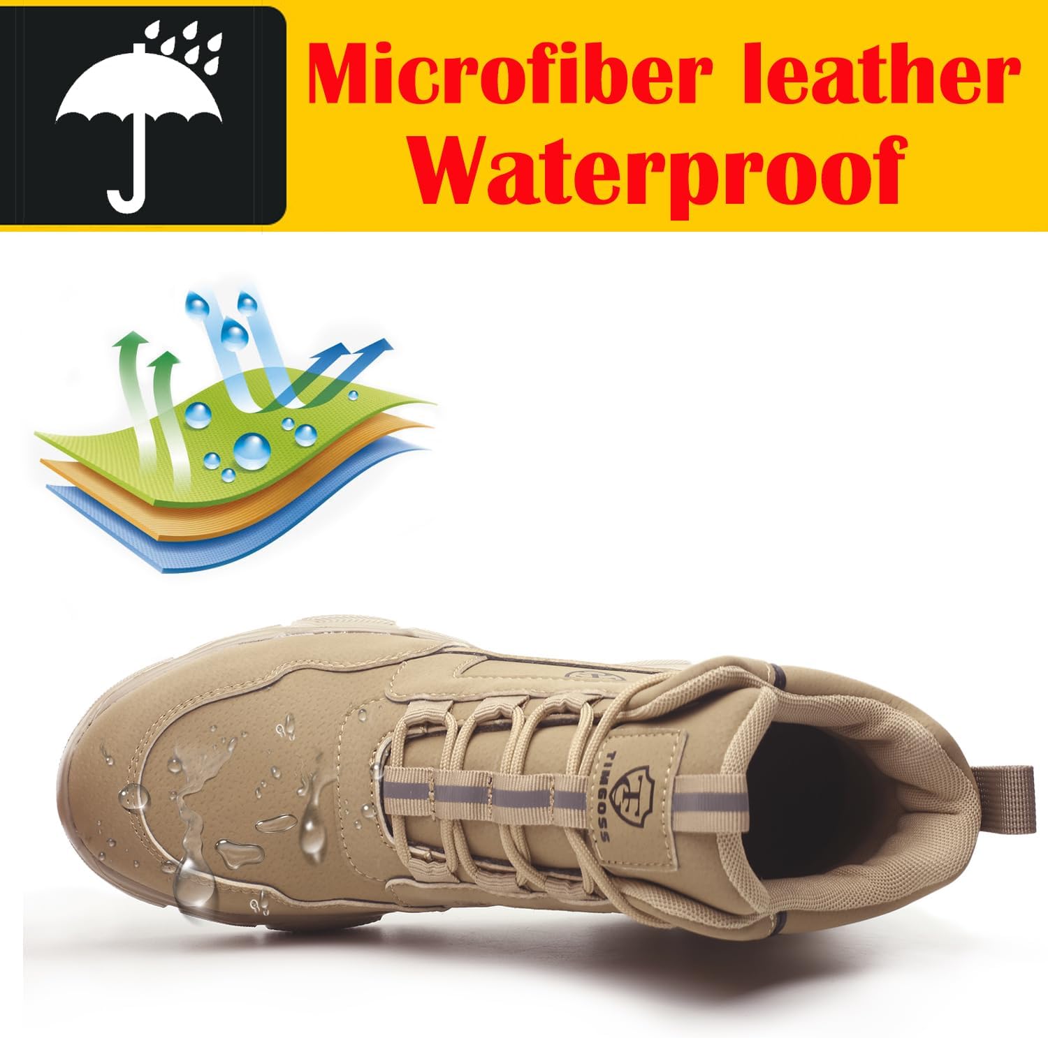 PJZHJ Waterproof Steel Toe Boots for Men Safety Work Boots Lightweight Steel Toe Shoes Slip Resistant Construction Boots - Image 5