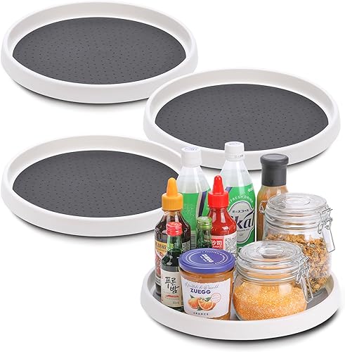 Miniatura 9 de Lazy Susan - Juego de 4 tocadiscos, organizador antideslizante de 10 pulgadas para gabinete, organización de despensa, almacenamiento de cocina,