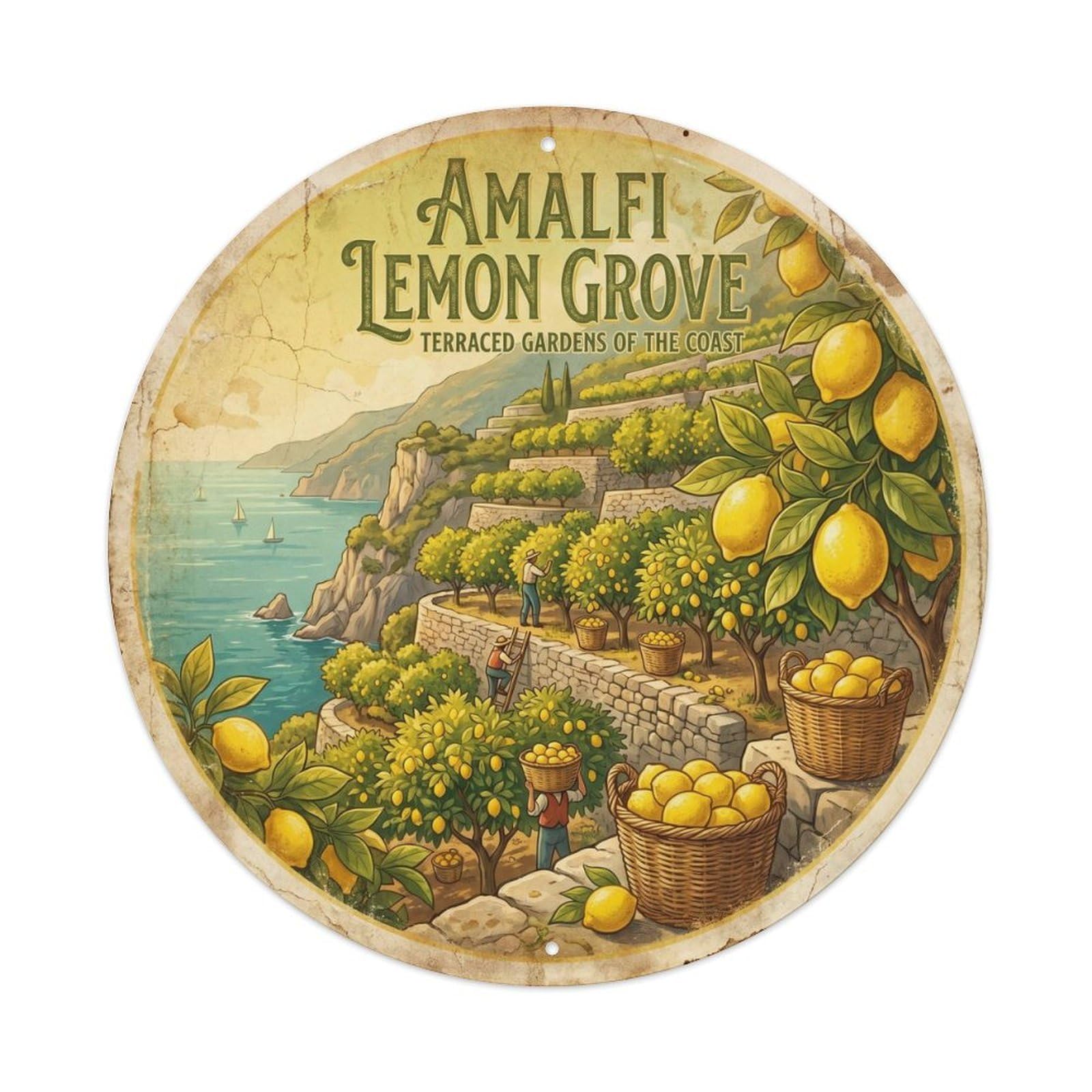 Olhnbad Style Lemon Grove Amalfi Cuisine Culture Travel Metal Tin Sign