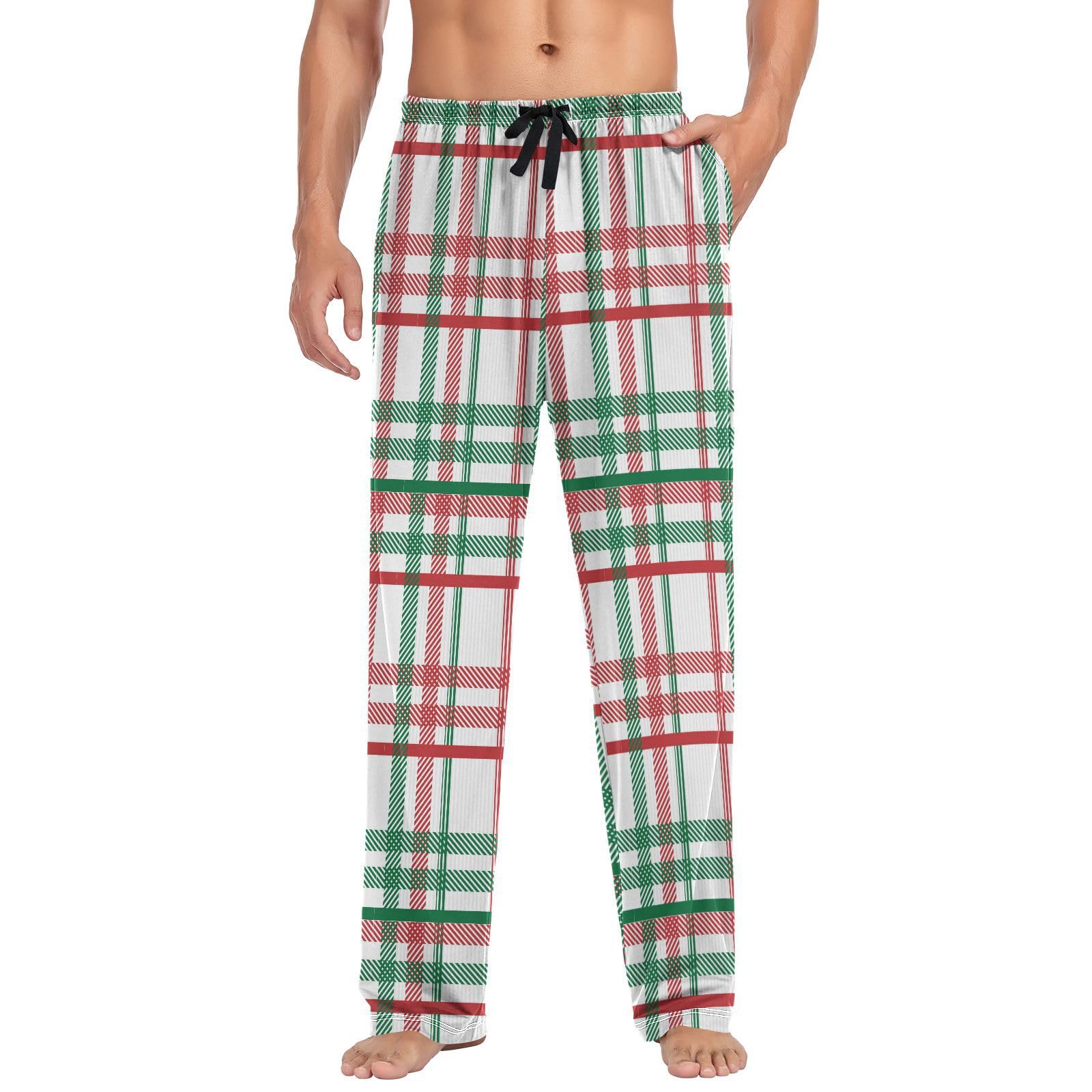 White Black Plaid Men's Pajama Bottoms Pants for Men Soft Men's Separate Bottoms Lounge Pants-image-23