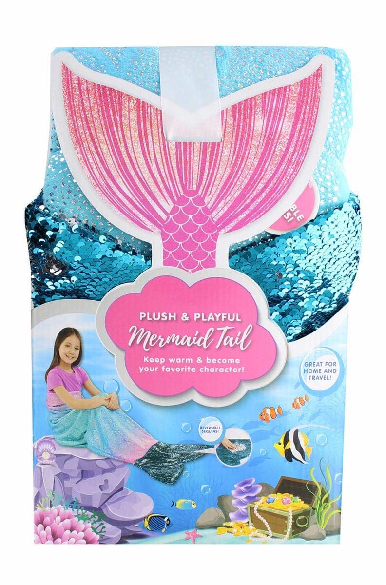 Jay Franco& Sons Plush & Playful 55-Inch Tail Blanket (Ocean Blue Mermaid, 55")