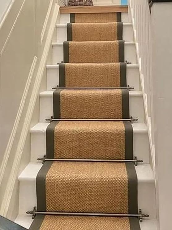 Stair Rods Antique Bronze Stair Runners Rods Brass, Brushed Stair Rods for Carpet Runners, Home Decorative Stair Carpet Rods, Holder Bracket Hardware Included(13pcs,97cm(38in))
