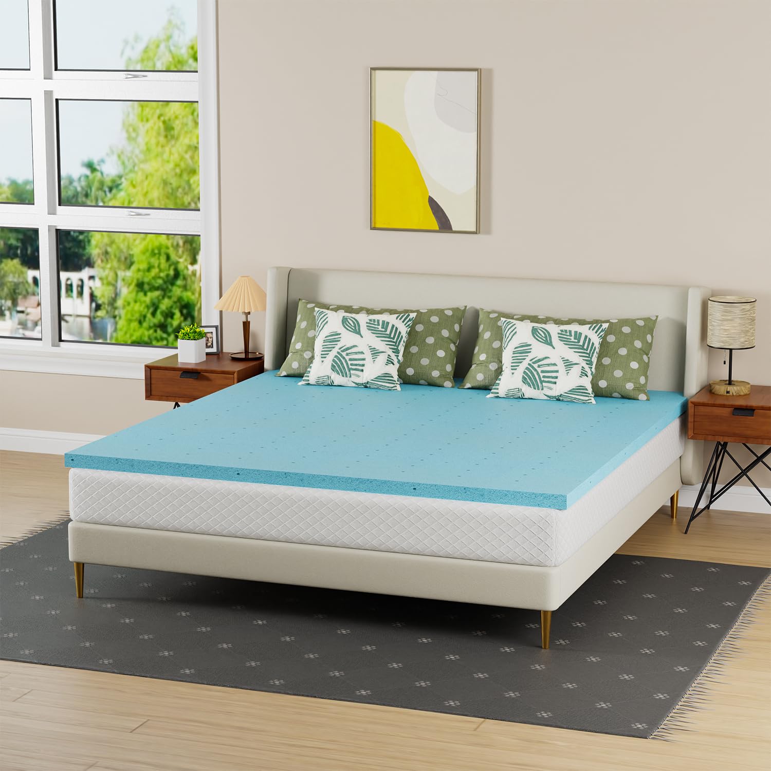 PayLessHere 2 Inch Gel Memory Foam Mattress Topper/Gel Infused Mattress Topper/CertiPUR-US Certified/Easy to Clean, (King), Similar*