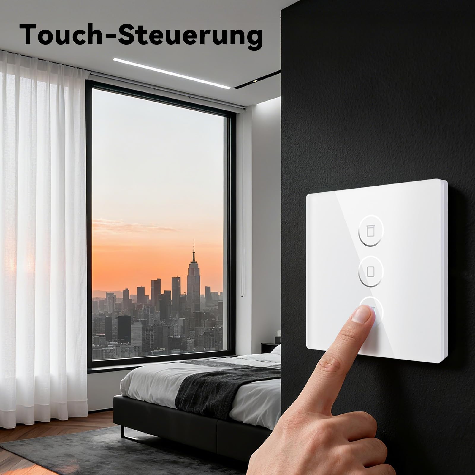 Rolladenschalter Smart, 80mm JSmart Vorhänge, Kompatibel mit Alexa/Google Home, Prozentuale Steuerung,Intelligenter Fernschalter, Benötigt Nullleiter（XUIBFB-4Pack)
