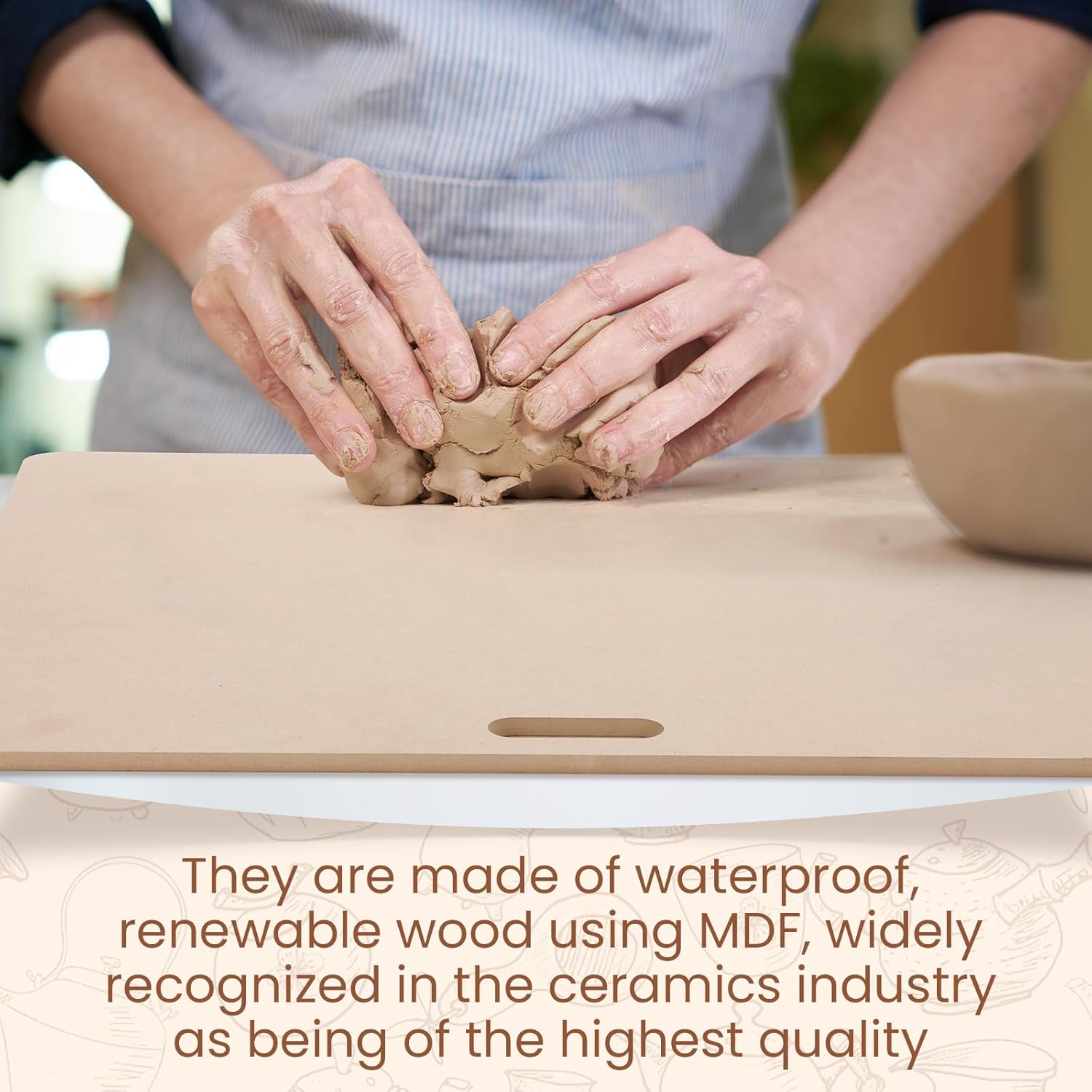 Kosiz 2 Pcs MDF Clay Wedging Board for Pottery 24'' x 18" Portable Clay Mat for Sculpting with Built in Handle, Ceramics Pottery Tools for Art Enthusiasts, Sturdy 9mm Thickness