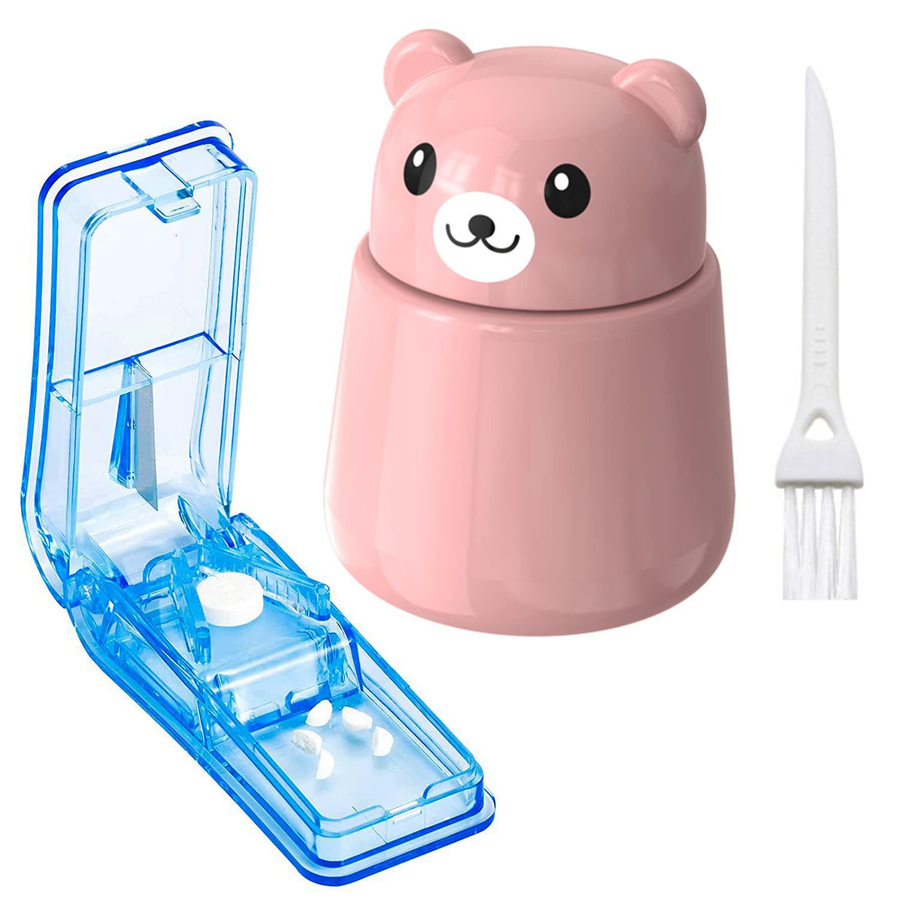 Photo 1 of 2 Pack Pill Crusher and Cutter, Pill Grinder for Vitamins Tablets with Cleaning Brush and Durable Pill Cutter (Pink)