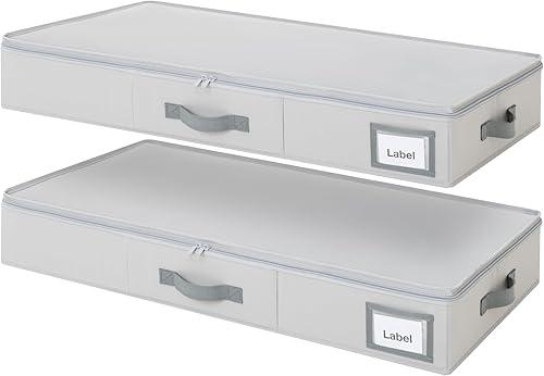 GRANNY SAYS Paquete de 2 organizadores debajo de la cama, organizador debajo de la cama con tapa con cremallera para dormitorio, contenedores de