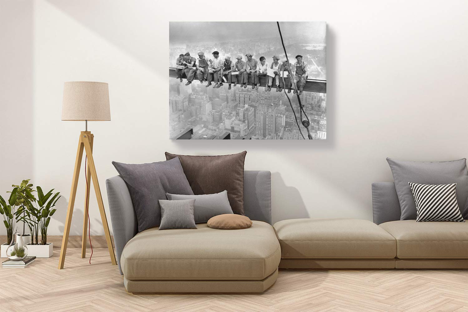 ART PRINT CAFE' Operai che pranzano su una trave a New York, 60x40 | Quadro su tela di altà qualità, 100% Made in Italy, pronto per essere appeso!