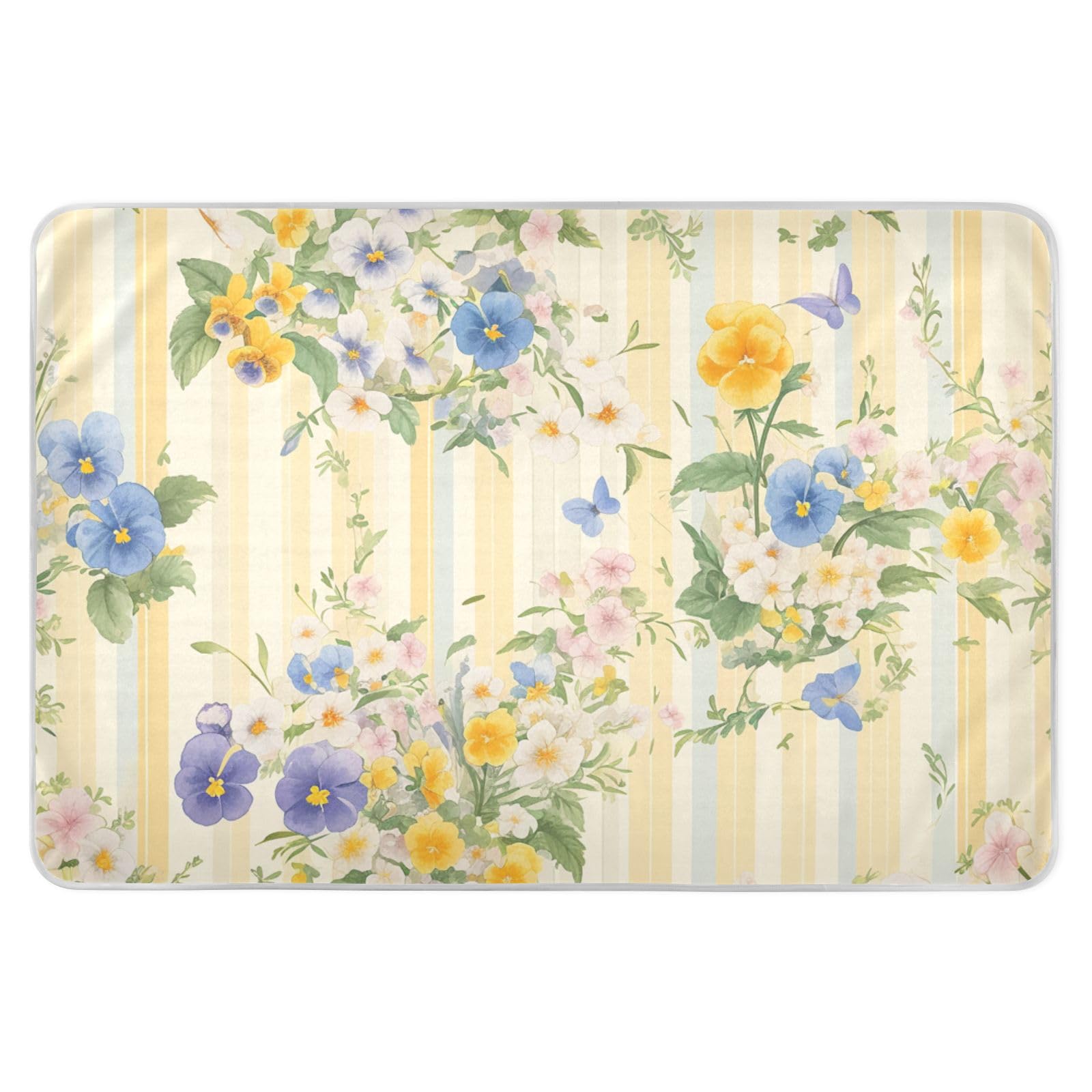 Yellow Purple Fresh Flowers Potty Training Pee Pad Soft Absorbent Diaper Changing Pad Slip-Resistant Bed Liners for Kids Adults Pets , 52