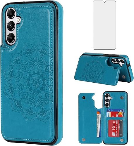 Asuwish Funda de teléfono para Samsung Galaxy A54 5G con protector de pantalla de vidrio templado y cubierta de cartera de cuero con tapa para
