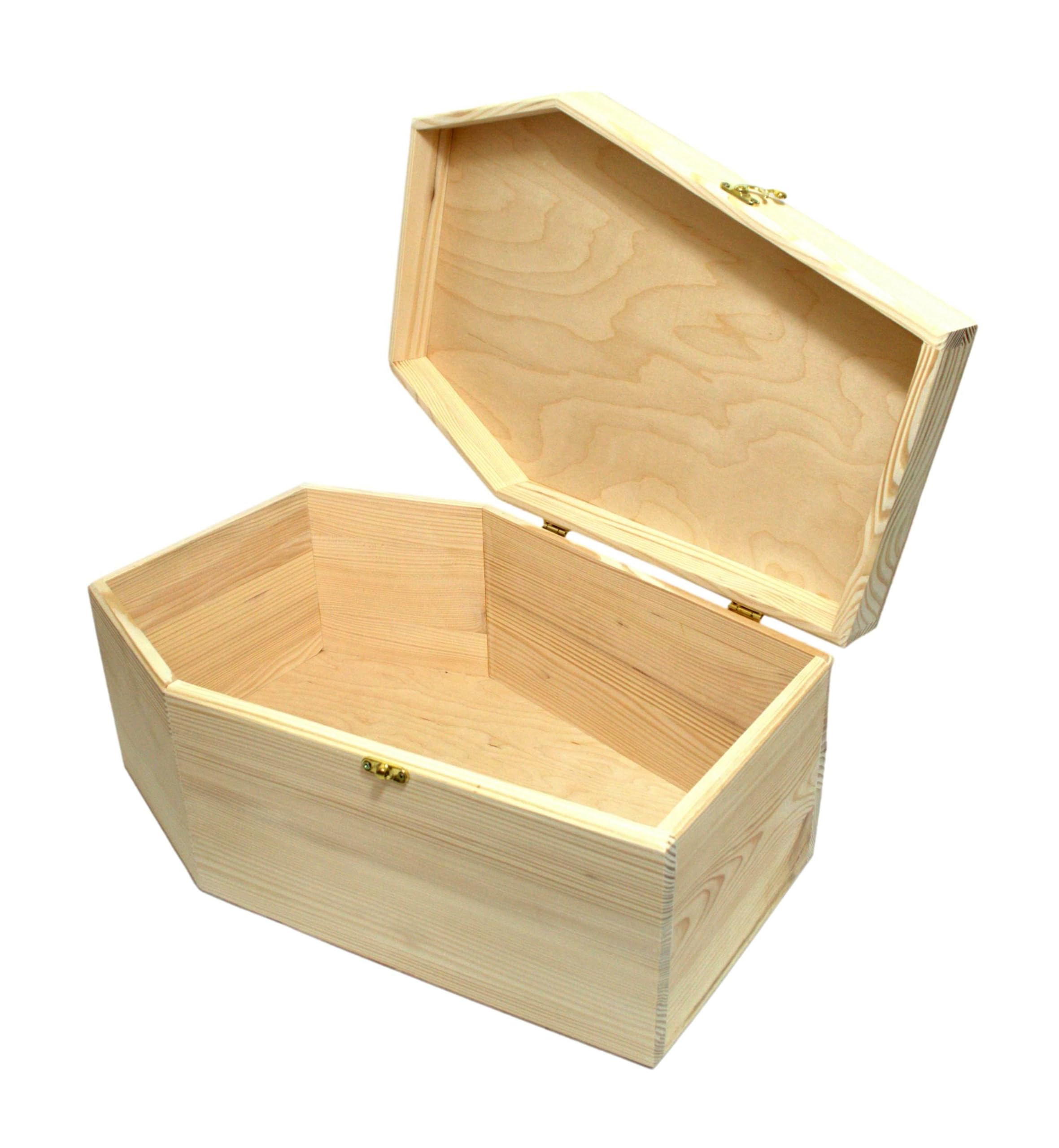 Wooden World Black - Coffin Shaped Wooden Box With Lid, Natural, 58.5 Cm