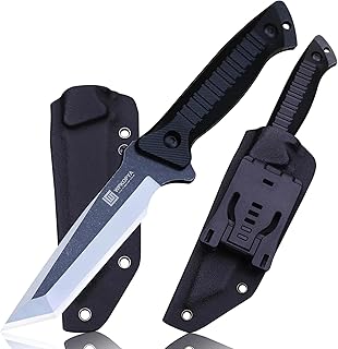 WZD-009 9.76 inch sharp fixed hunting knife with K-sheath, suitable for jungle hunting, outdoor survival, hiking, fishing, EDC - WPKOPYA