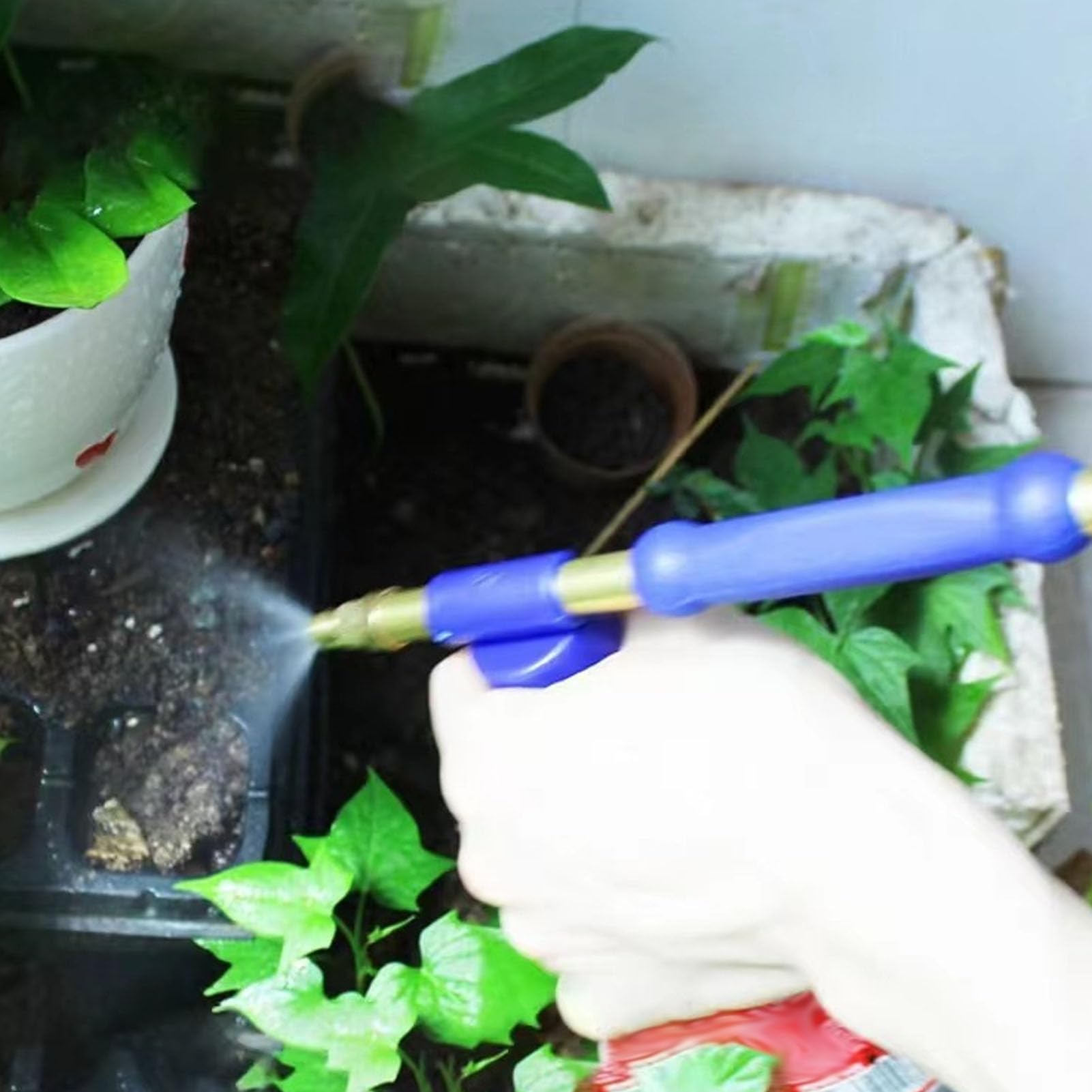 Sorandy Watering Wand, Stainless Steel Hand Pressure Sprayer, Plant Watering Wand Pulling Spray Rod with Hose Metal Garden Hose Nozzle Sprayer for Water Hanging Baskets, Garden Bottle, Single Headed