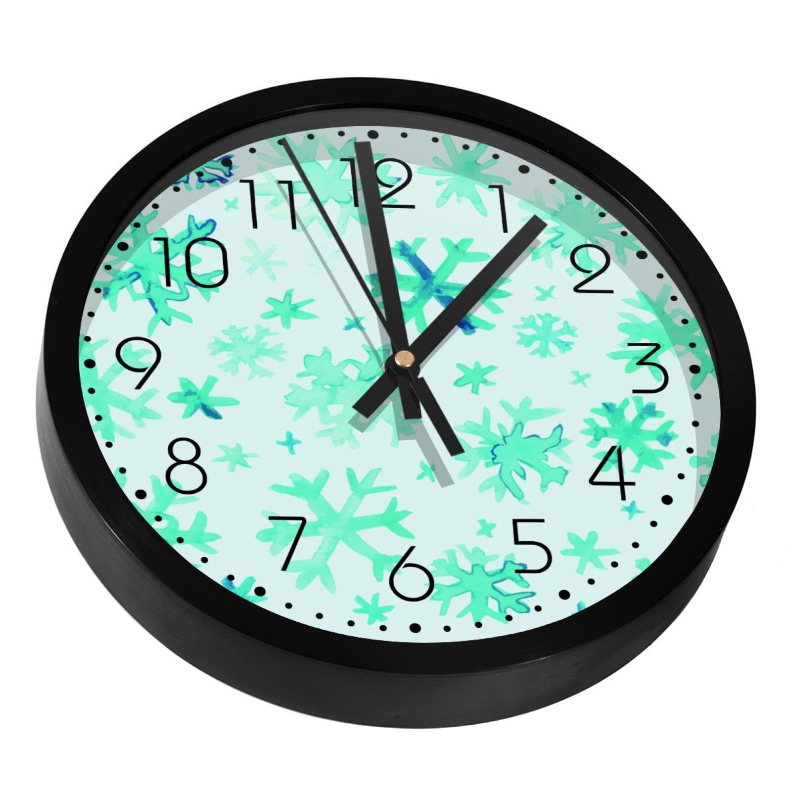 Horloge murale silencieuse à mécanisme fluide et motif flocon de neige à piles