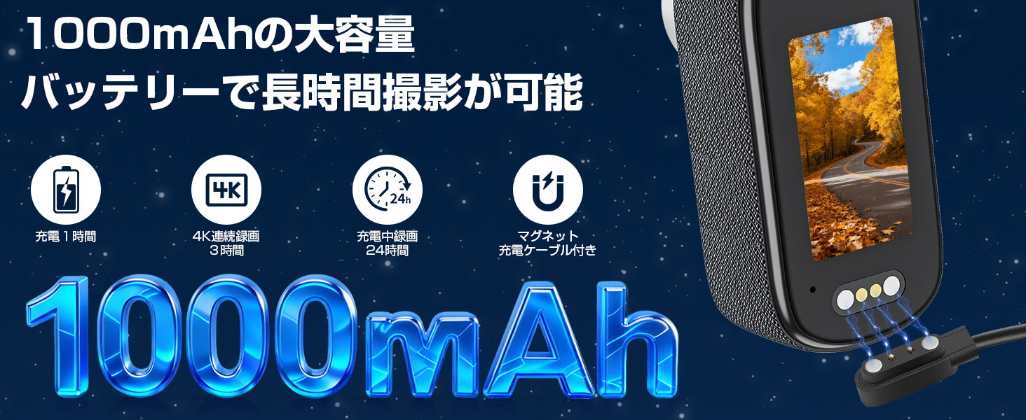 Amazon | LXMIMI 4Kアクションカメラ ウェアラブルカメラ 親指サイズ