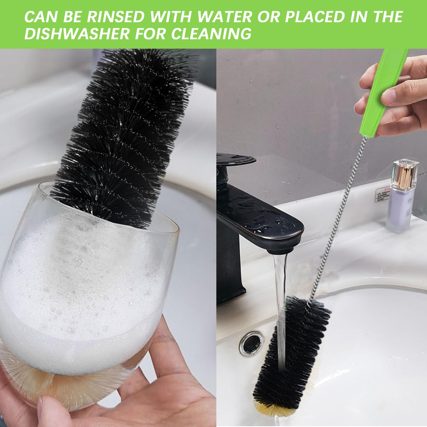 2 Spazzole Per Bottiglie Con Ganci - Setole Di Cinghiale Per Pulizia Profonda, Lavabile In Lavastoviglie - Foto 10