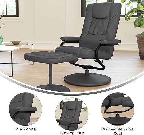 Miniatura 21 de Flash Furniture Rachel - Silla reclinable de LeatherSoft contemporánea multiposición con otomana, silla reclinable giratoria de 360 grados y juego