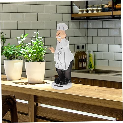 Miniatura 3 de BESPORTBLE Estatua de figuras de chef de resina, estatua de chef para comer sopa, decoración de mesa de encimera para el hogar, decoración de casa