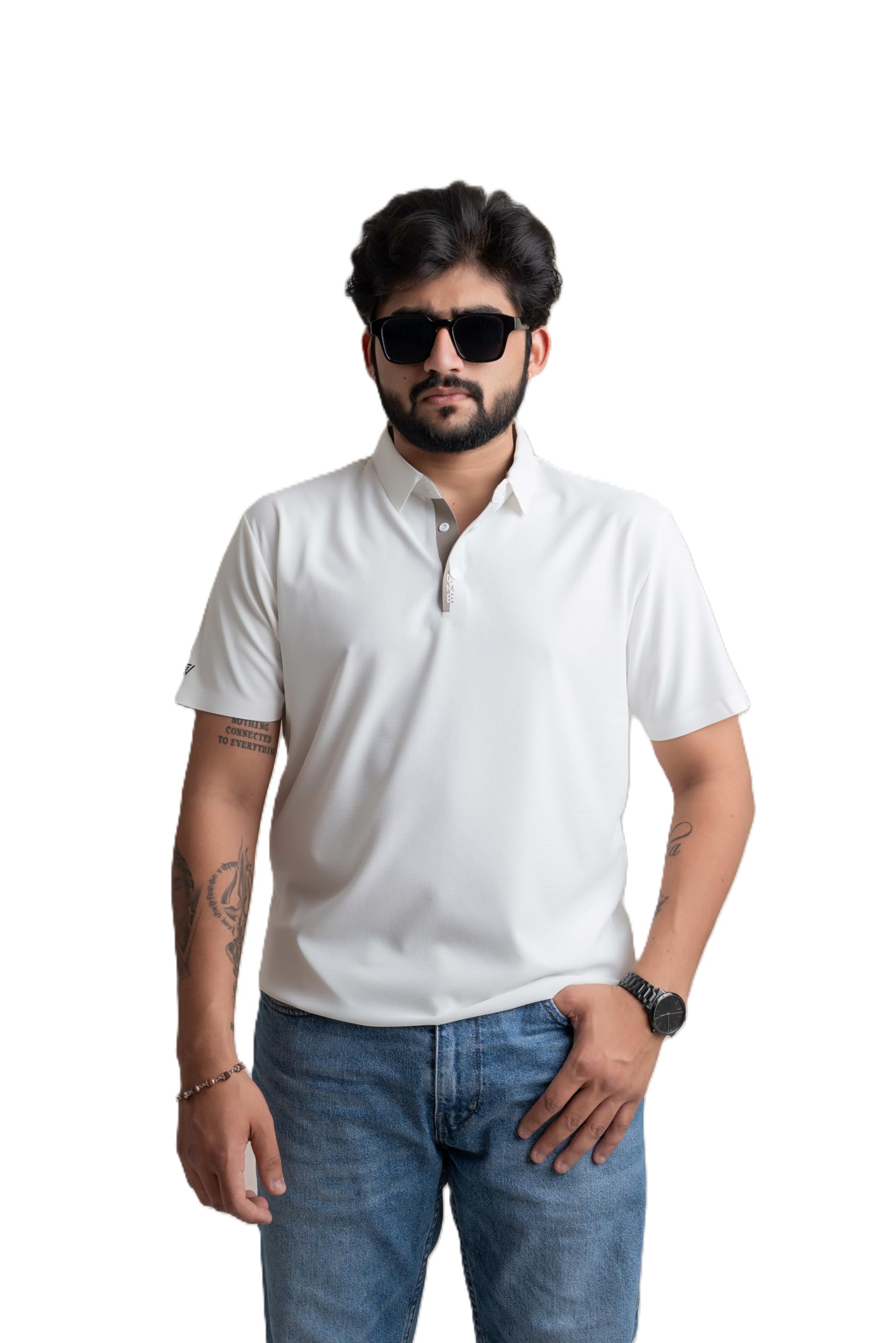 globwe White Polo T-Shirt, Stitchless Imported Fabric, Slim Fit-picture-31