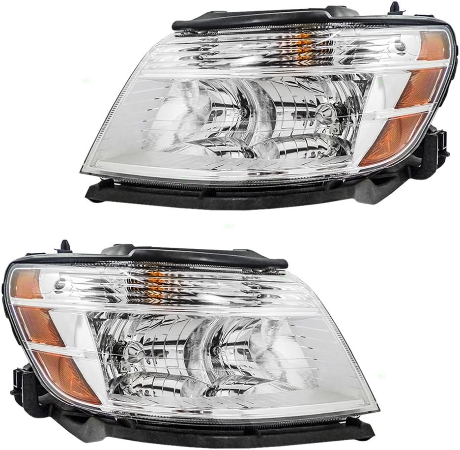 Brock Aftermarket Replacement Driver Left Passenger Right Halogen Combination Headlight Assembly Set Compatible With 2008-2009 Ford Taurus