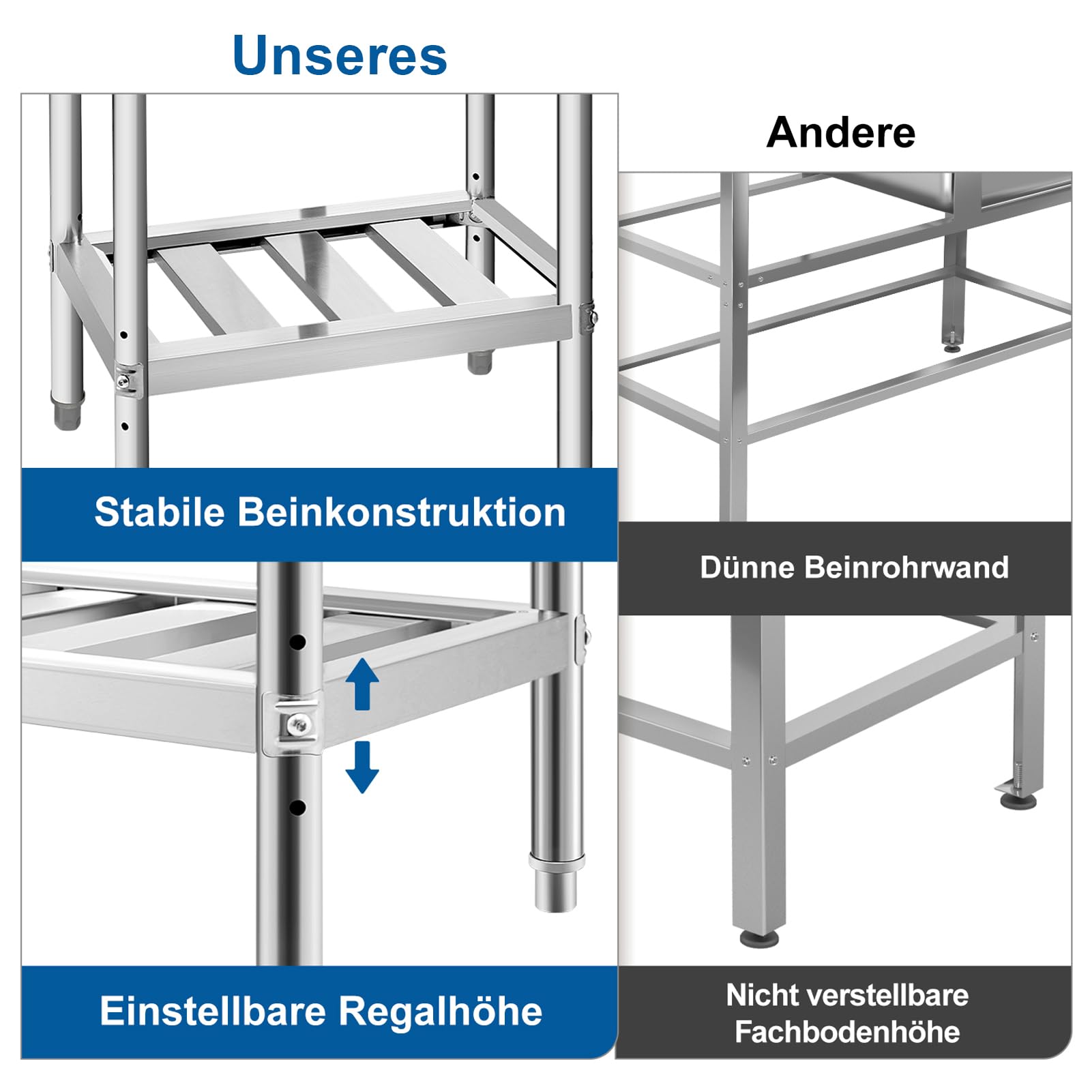 Trintion Freistehende Edelstahl Spültisch, 1 Becken mit Rechte Schublade, Gewerbliche Spülbecken mit Wasserhahn,Kalt und Warmwasserschläuchen, Innen-und Außenspüle für Waschküche, Bauernhaus(99cm)