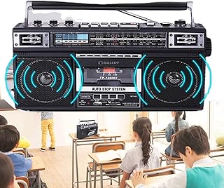 Cassette Tape Recorder, Portable Radio and Player, Tape Player with AM/FM/SW1/SW2, Bluetooth Player Built-In Speaker, Support SD/USB Input, Classic 80s Style Retro