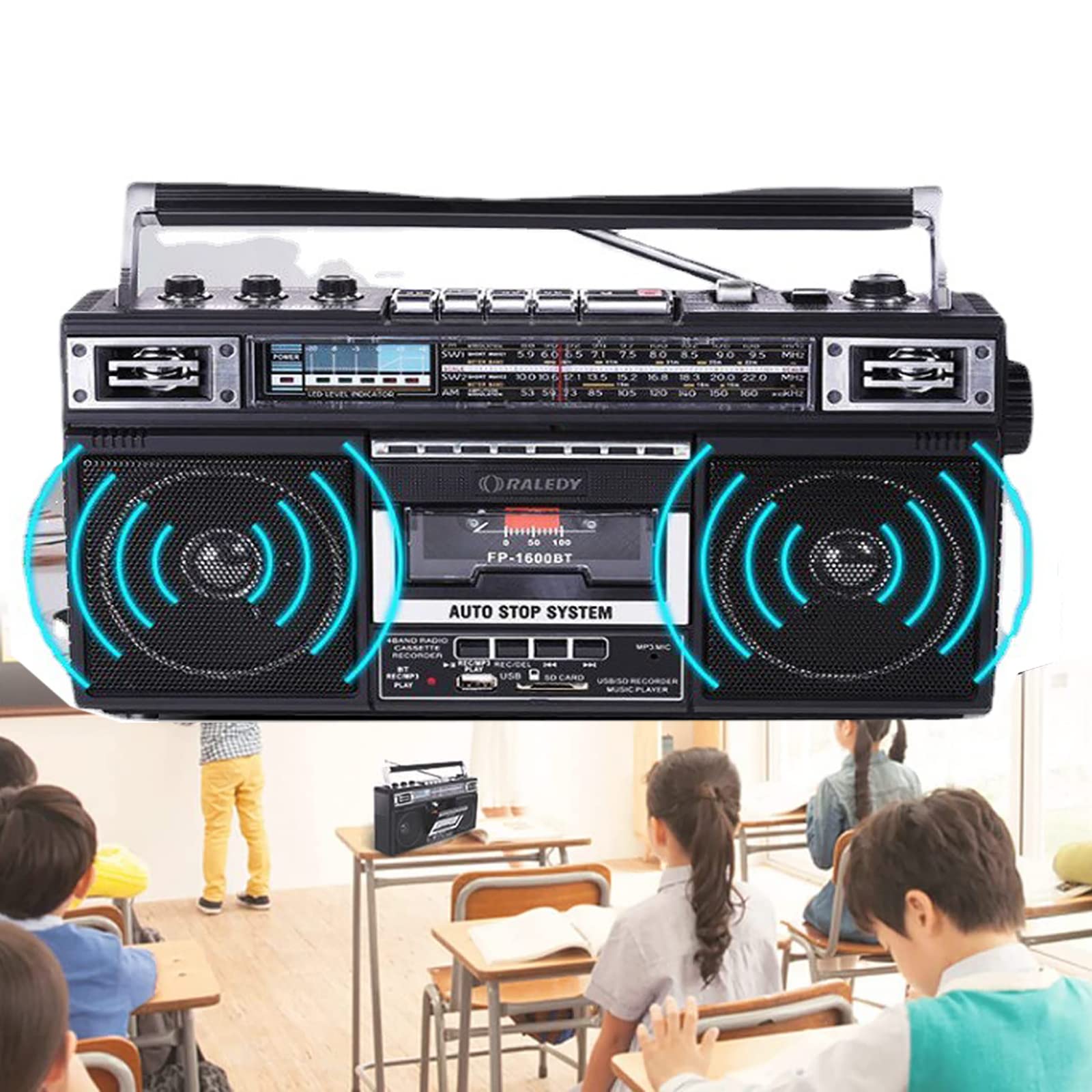 Radio Retro, grabadora de Casete, Radio y Reproductor portátil, Reproductor de Cinta con AM/FM/SW1/SW2, Altavoz Integrado con Reproductor Bluetooth, Compatible con entrad