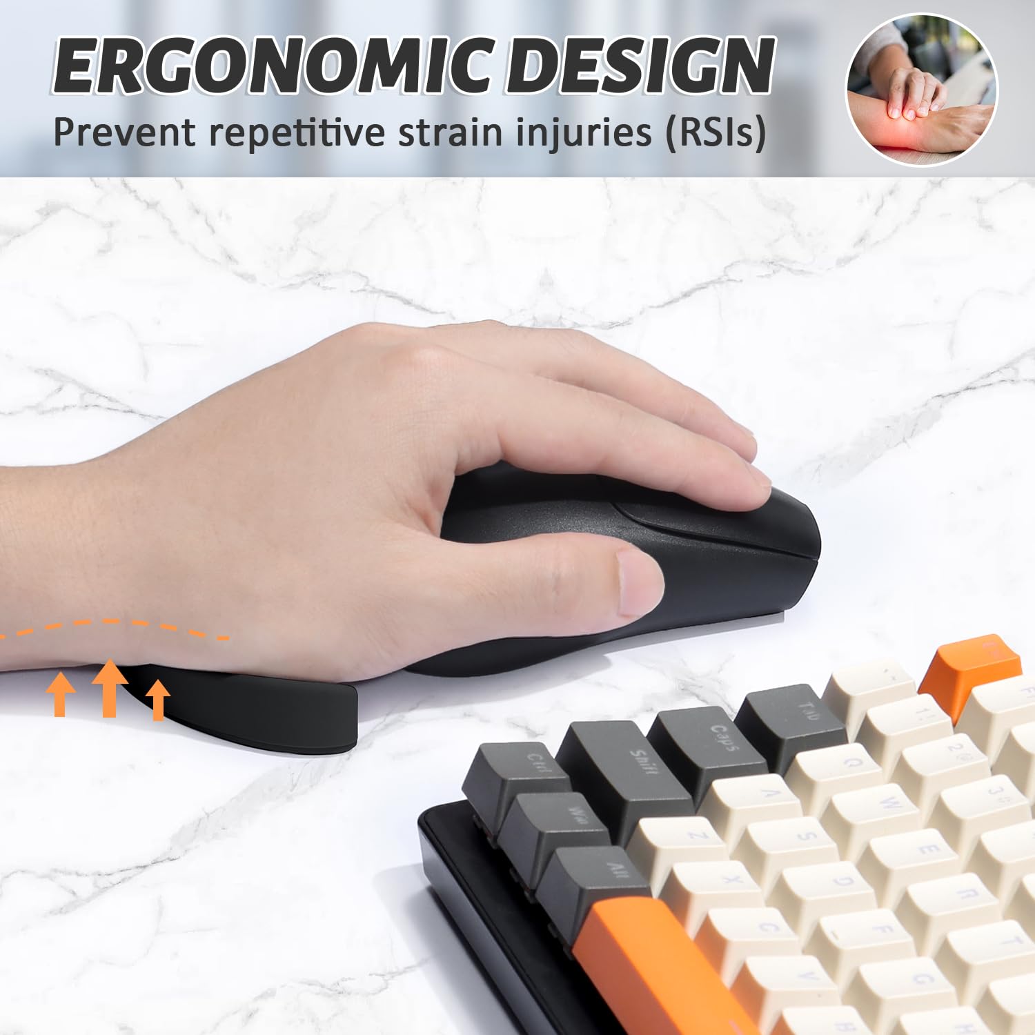 Attack Shark Poggiapolsi per Mouse in Silicone Morbido, Supporto Ergonomico per Polso, Mano Sinistra Nero