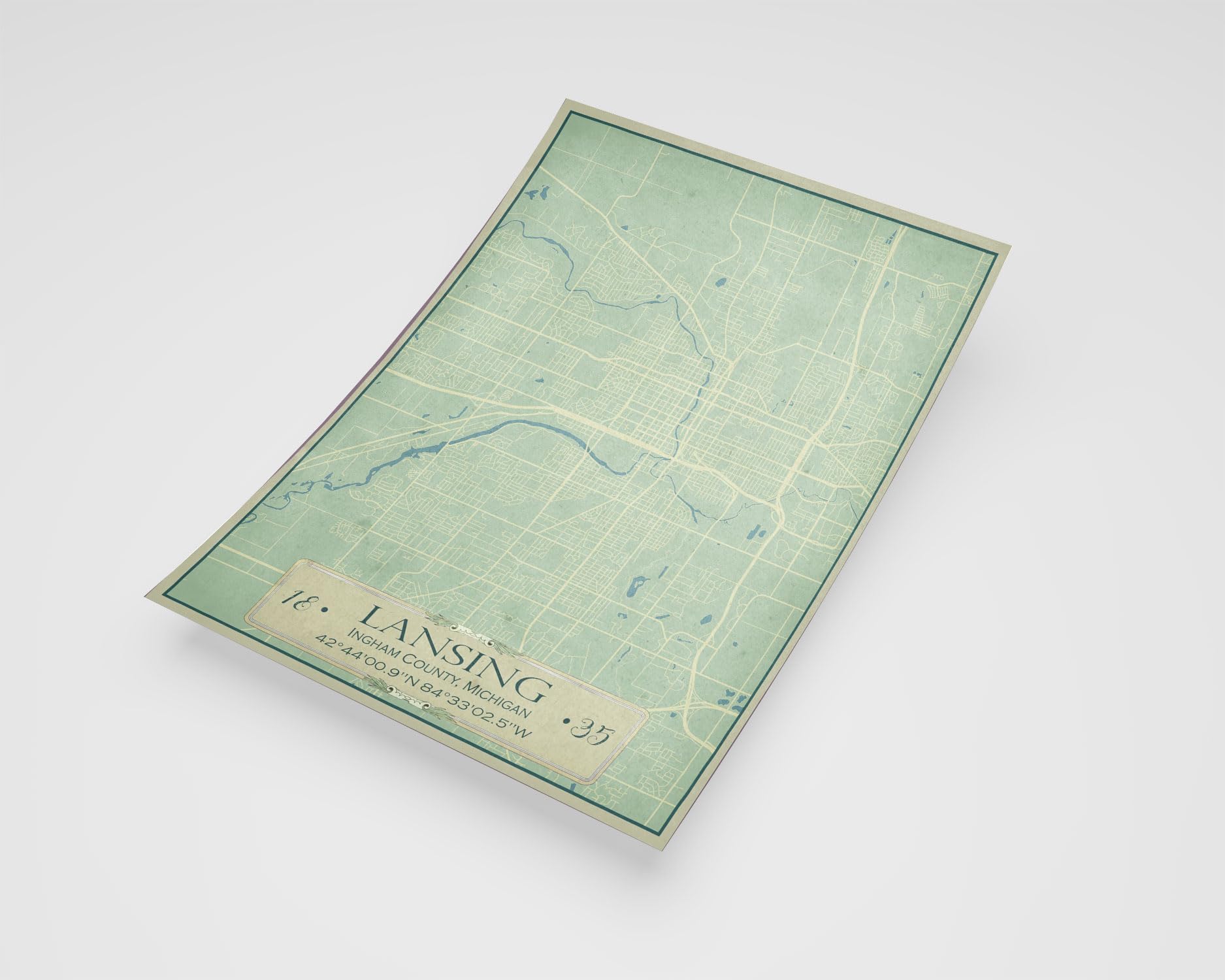 MG Global Rustic Poster of Lansing Michigan | 11x17 12x18 16x24 24x36 Vintage Unframed Print | Antique Hometown City Wall Art for Gift | Home Office Decor
