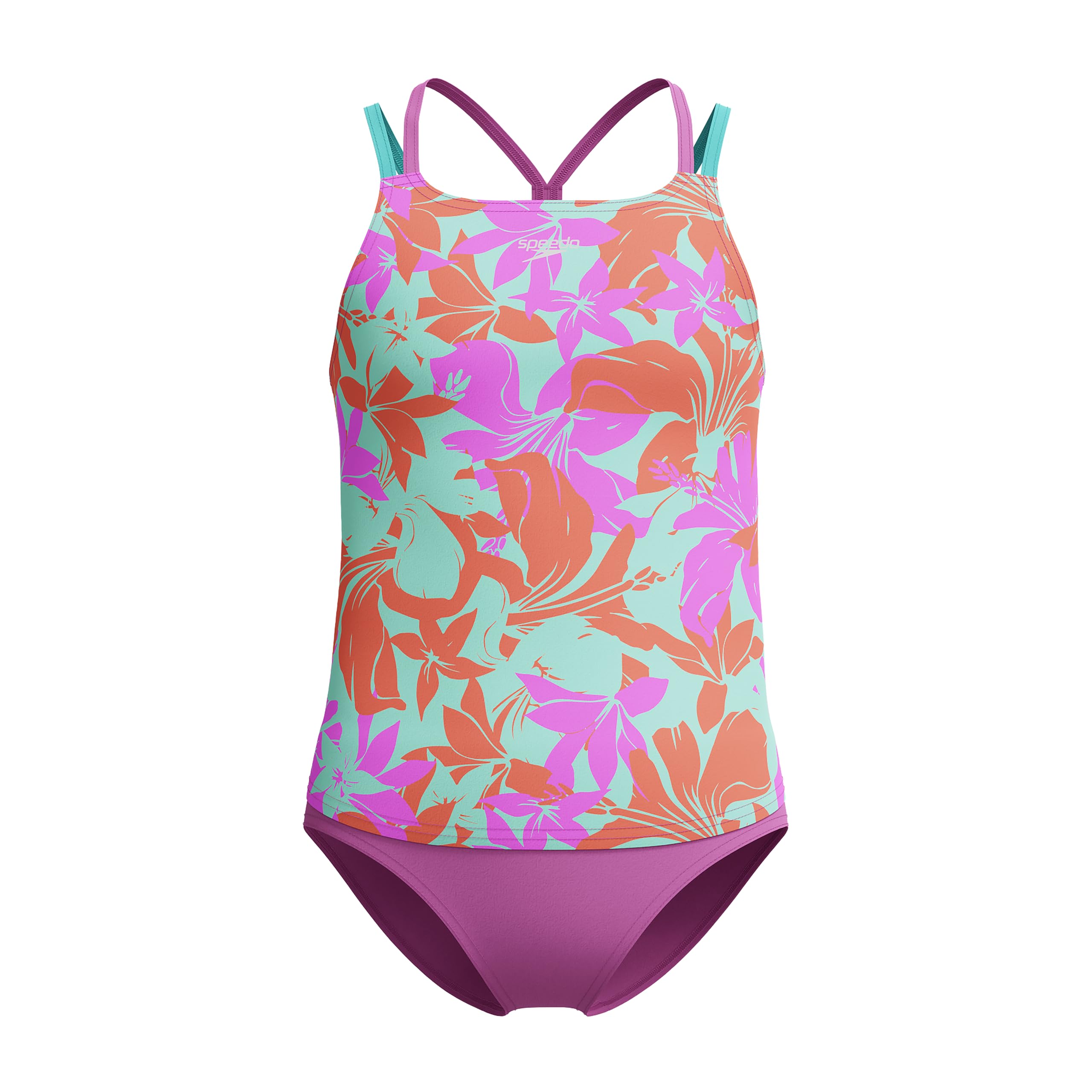 Speedo Girl's Swimsuit Two Piece Tankini Thin Strap